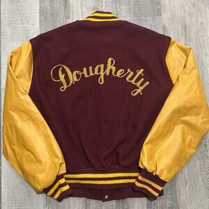 VTG 80s Cardinal Dougherty Maple Athletic Sportswear Chainstitch Varsiry Jacket